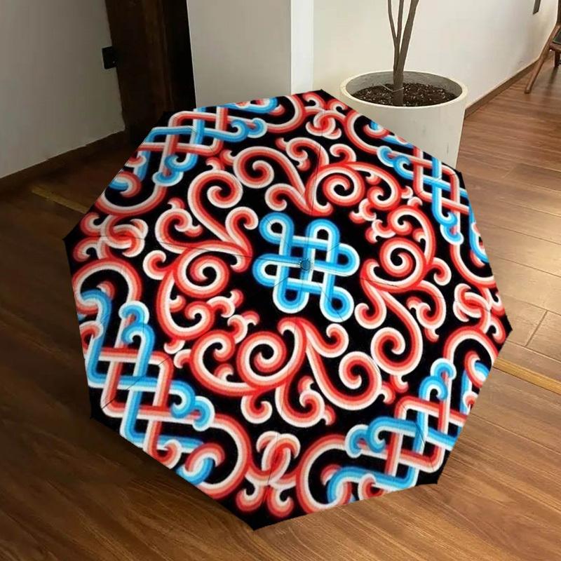 

1pc Ethnic-patterned Automatic Open/Close Umbrella, Folding Compact Umbrella with Lightweight Design for Women/Men yy251011041