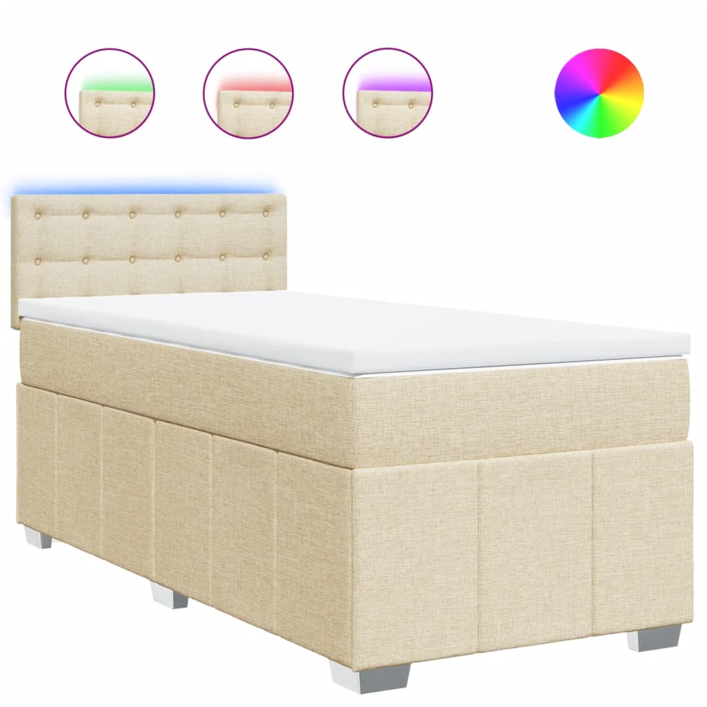 Vidaxl Letto Continentale Con Materasso, Crema, Tessuto, 90X200 Cm