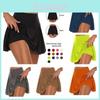 2023 Basic Estivo Donna Monocolore Due Pezzi Leggings Finti Pantaloncini Disponibili In 13 Colori