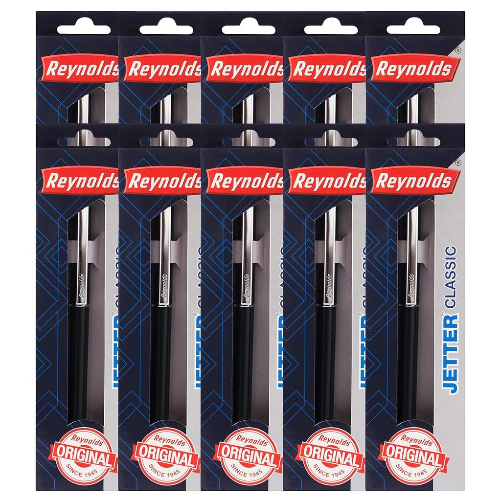 Reynolds Jetter Classic 0.7mm Blue Ink Ball Pens, Pack of 10, Smooth Writing for Office, Home & School