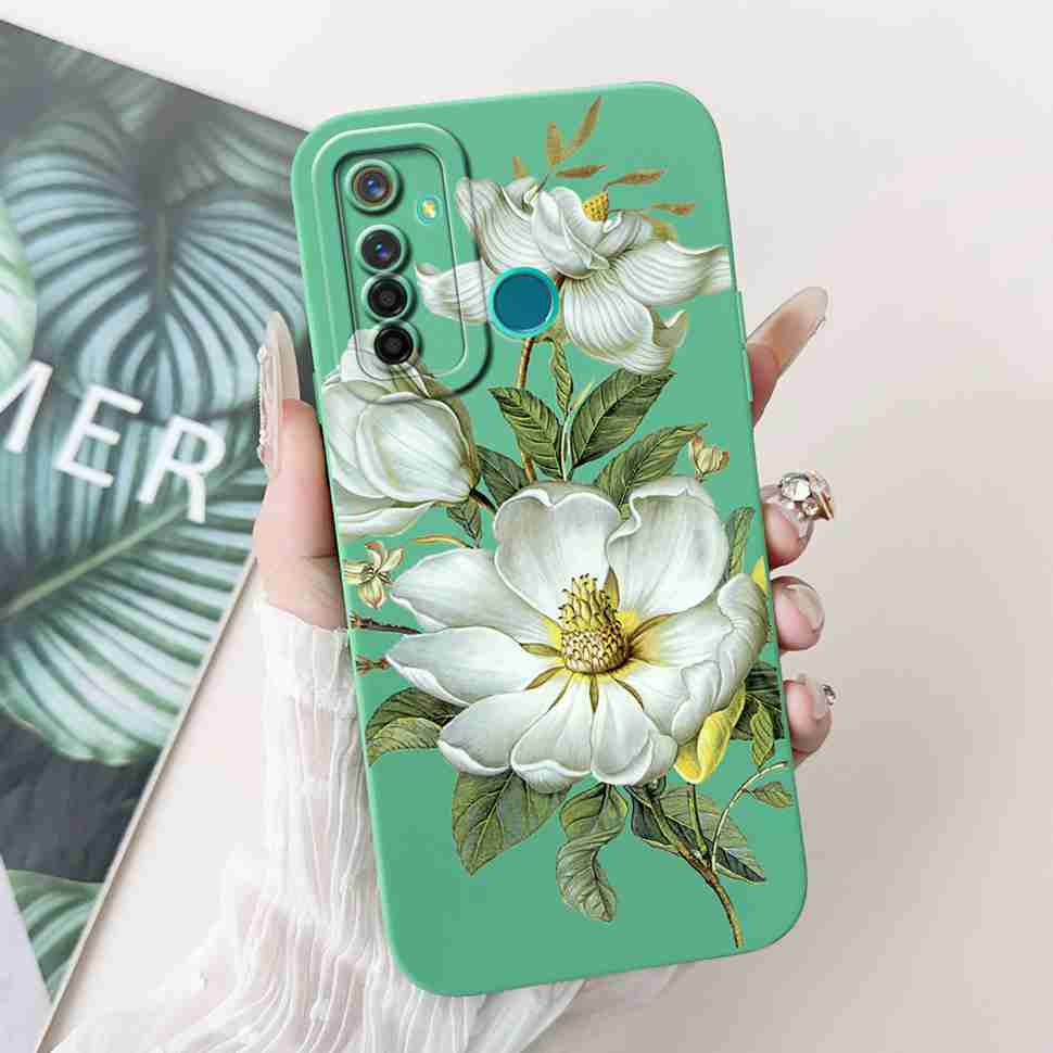 Für Realme 5 Pro Hülle Niedliche Panda-Blumen-Abdeckungen Weiche Silikonhüllen Für Realme 5 Realme5 Pro Stoßfeste Rückseite Fundas