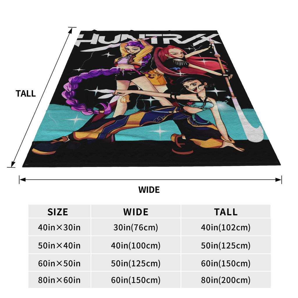 Huntrix Girl Warriors Demon Hunters Flannel Blankets  Warm Throw Blanket for Bedroom Decorative Funny Bedspread Sofa Bed Cover