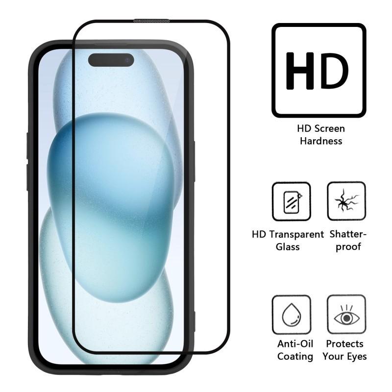 For iPhone 15 Pro Max Magnetic Case WANLONFENG Electroplated TPU Cover with Lens Film+2Pcs Tempered Glass