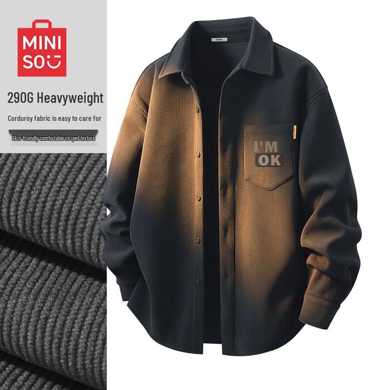 MINISO Men s Japanese Casual Textured Corduroy Long Sleeve Shirt 2XL
