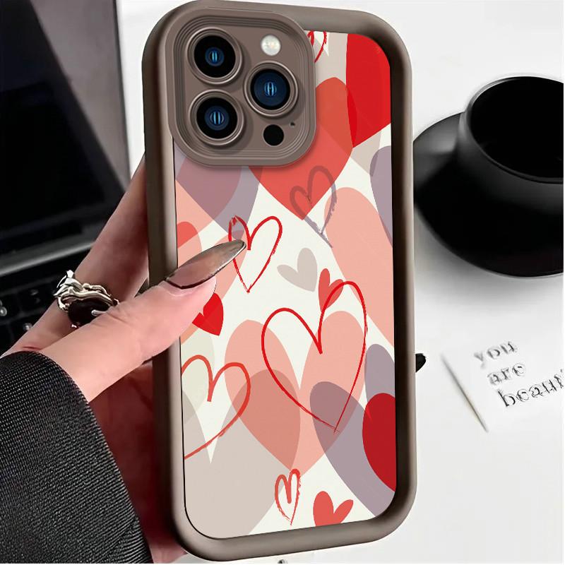 Heart Shape of Love Printed Fashion Case Flexible Soft Silicone TPU Shell Full Back Cover for iPhone Samsung