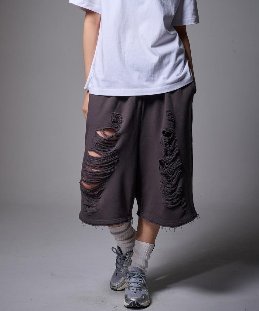 Peideomeonteu Bermuda Scratch Damage Shorts (Grey)