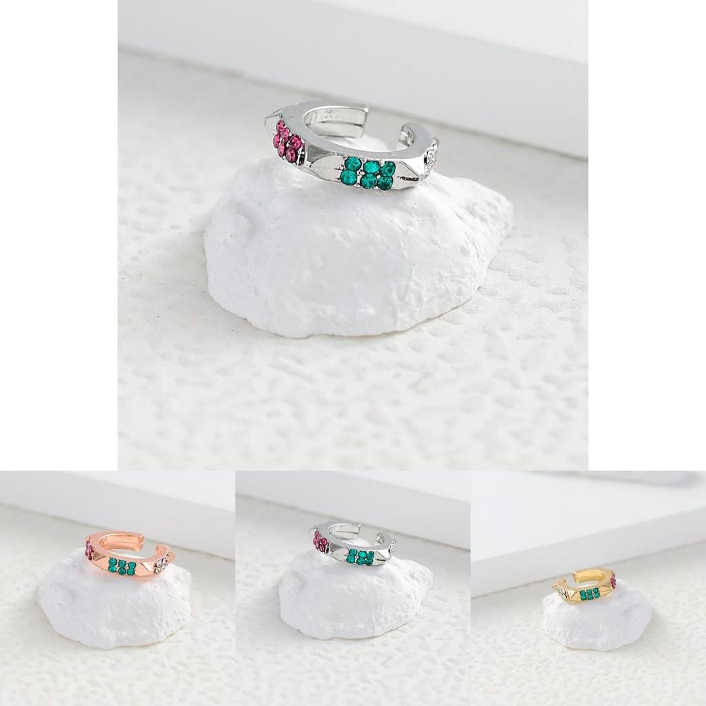 Dazzling Geometric Alloy Ear Cuff With Colorful Stones For Stylish Women