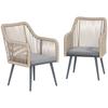 Garden Chair Set of 2 Weatherproof Garden Chairs with Armrest Seat Cushion Metal Frame up to 120 kg Load Capacity Light Grey