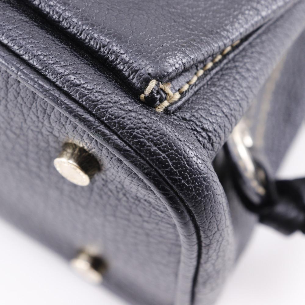 BVLGARI Maxi Rettale Handbag 2WAYShoulder black leather Women Used