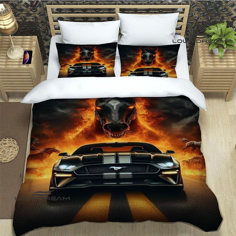 3D M-Mustang logo samochodu Pościel wykwintny zestaw pościeli poszewka na kołdrę zestaw kołdry pościel luksusowy prezent urodzinowy