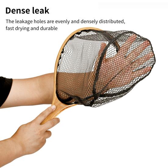 Mini Landing Dip Net Tear Resistance Wood Handle Dense Hole Fish Dipping Net for Angling