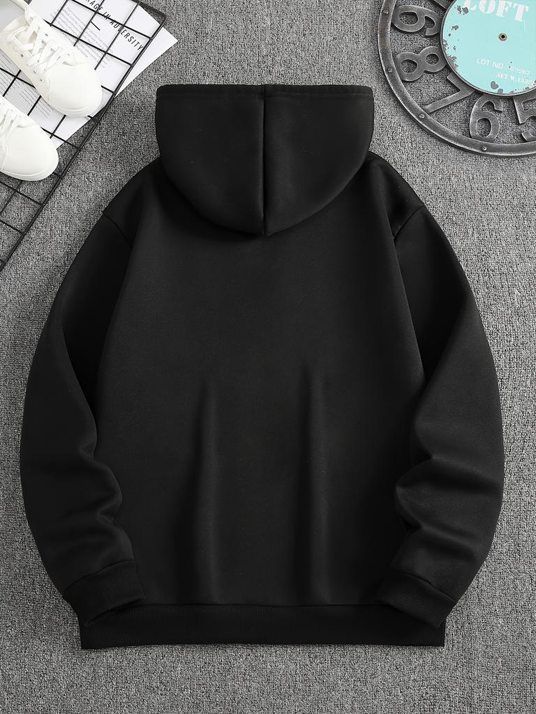 Clean Minimal Milano City Text Men Hip Hop Sports Hoodie, Italy Letter Front Pattern, Soft Loose Daily Sweatshirt