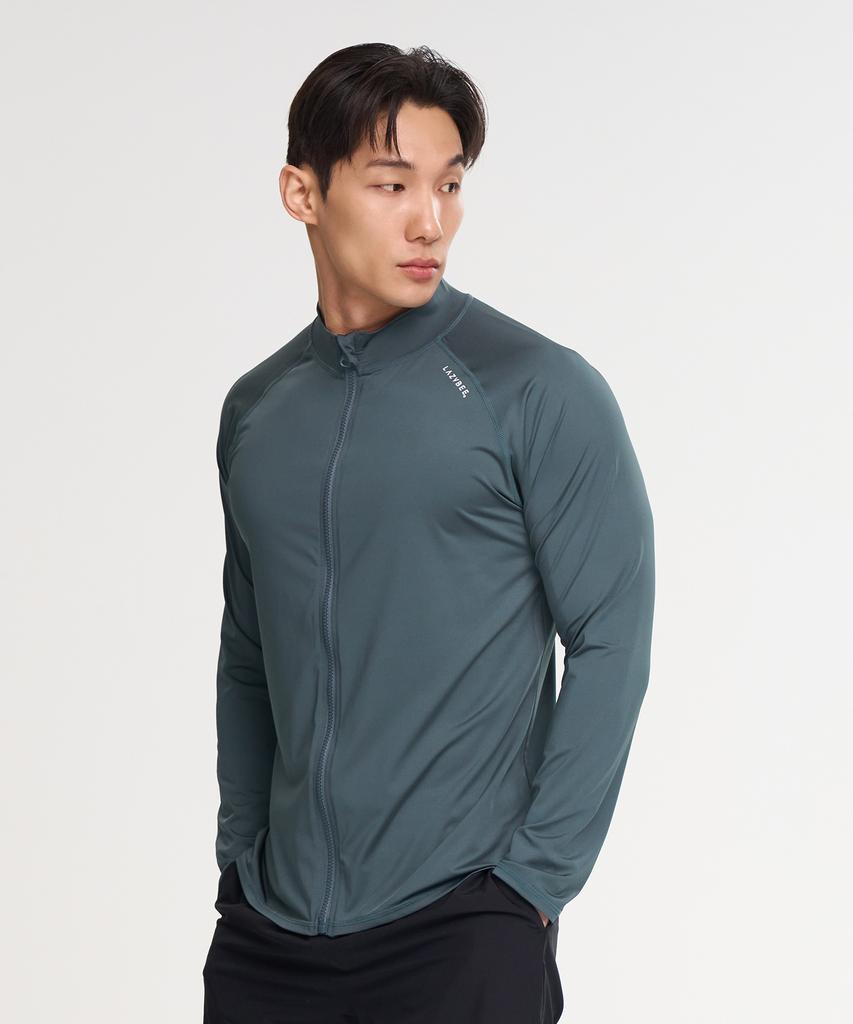 Leijibi Multi-Cooling Essential Loose Fit Zip-Up Rash Guard M Khaki Gray