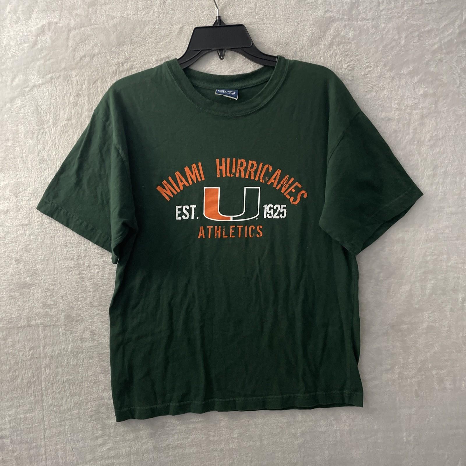 OVB Mens T Shirt NCAA Miami Hurricanes Green Graphic M Short Sleeve Crew Neck S разноцветный