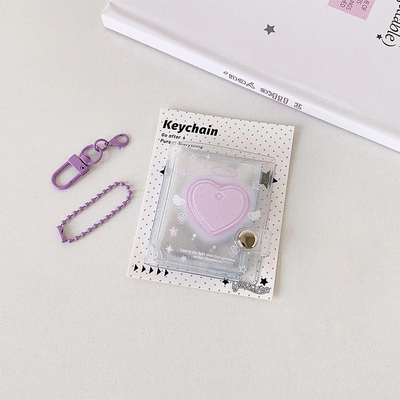 32 Pockets Photo Album 2 Inch Love Heart Hollow Picture Storage Case Keychain Kpop Card Binder Name Card Book Photocard Holder