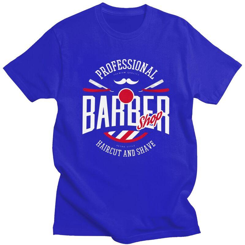Custom Cool Barber Shop T Shirt Men Short Sleeves Pure Cotton Tshirt Barbershop Hairdresser Hairstylist Gift Tees