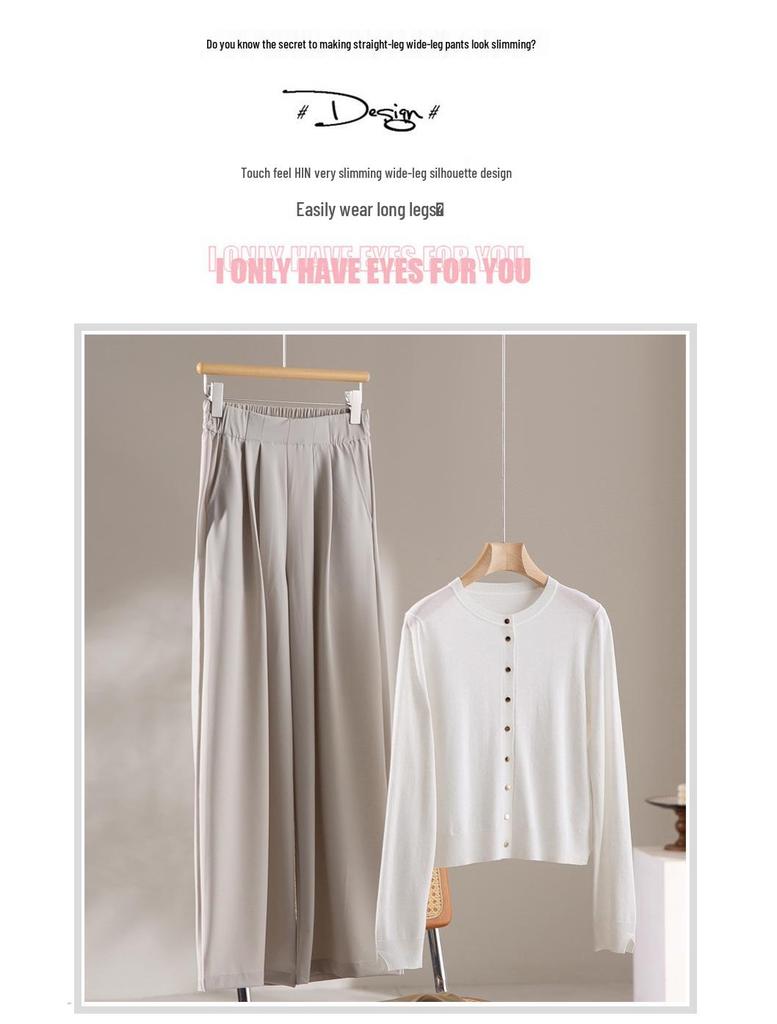 Urban Tencel Acetate Wool Elastic-Waist Wide-Leg Pants - Lazy Style
