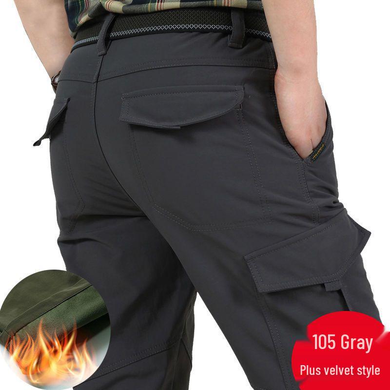 Men's Water-Repellent Quick-Dry Multi-Pocket Cargo Climbing Pants - Plus Size, Elastic, Outdoor Sports