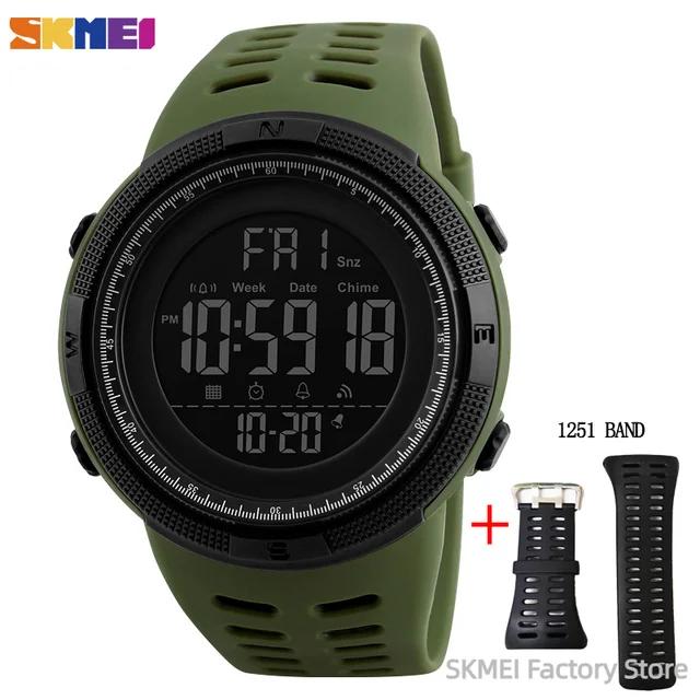 SKMEI 1251 Sports Digital Watch for Men Waterproof Military Electronic Student Mens Wristwatches Alarm Clock 1560 Reloj Hombre