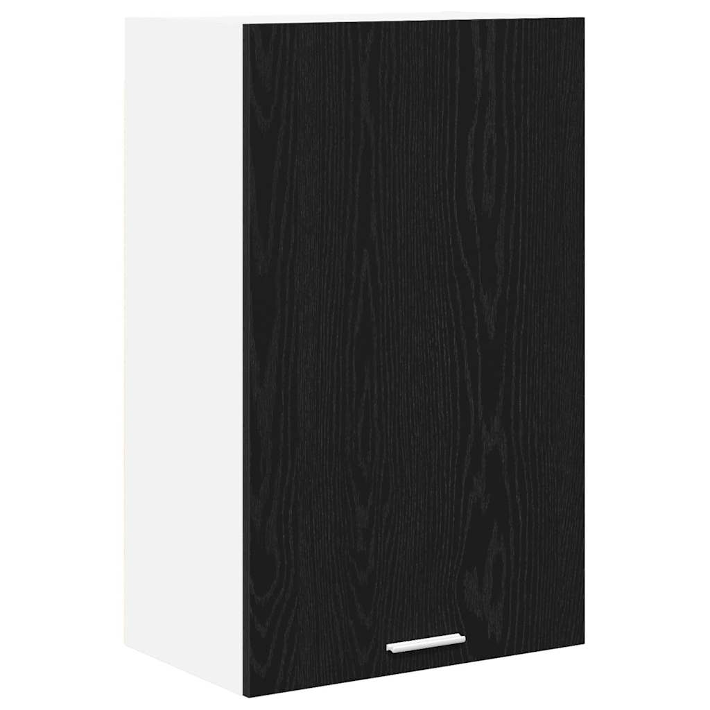 Hanging Cabinet with Door Black Oak and White 50 x 31 x 80 cm