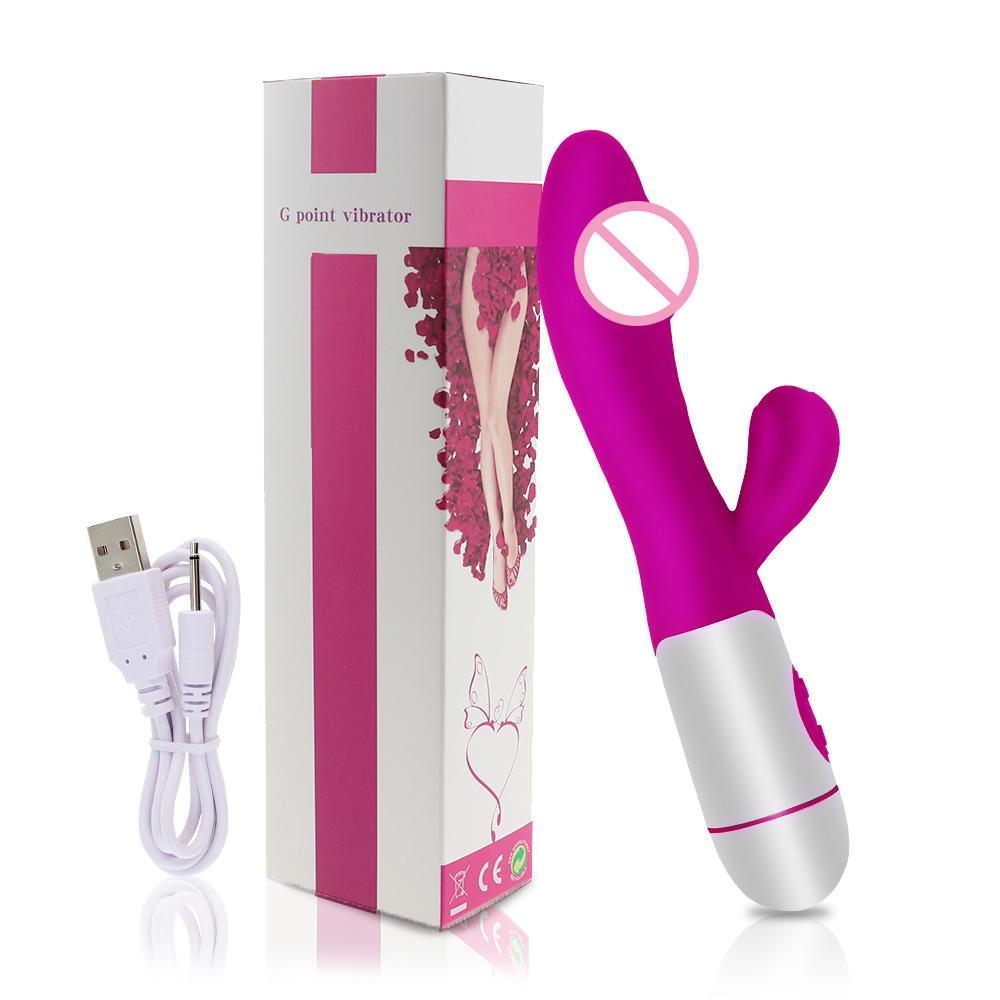Rechargeable Dildo Rabbit Vibrator Dual Vibration G Spot Vagina Massager AV Stick Clitoris Sex Toys for Women Female Masturbator