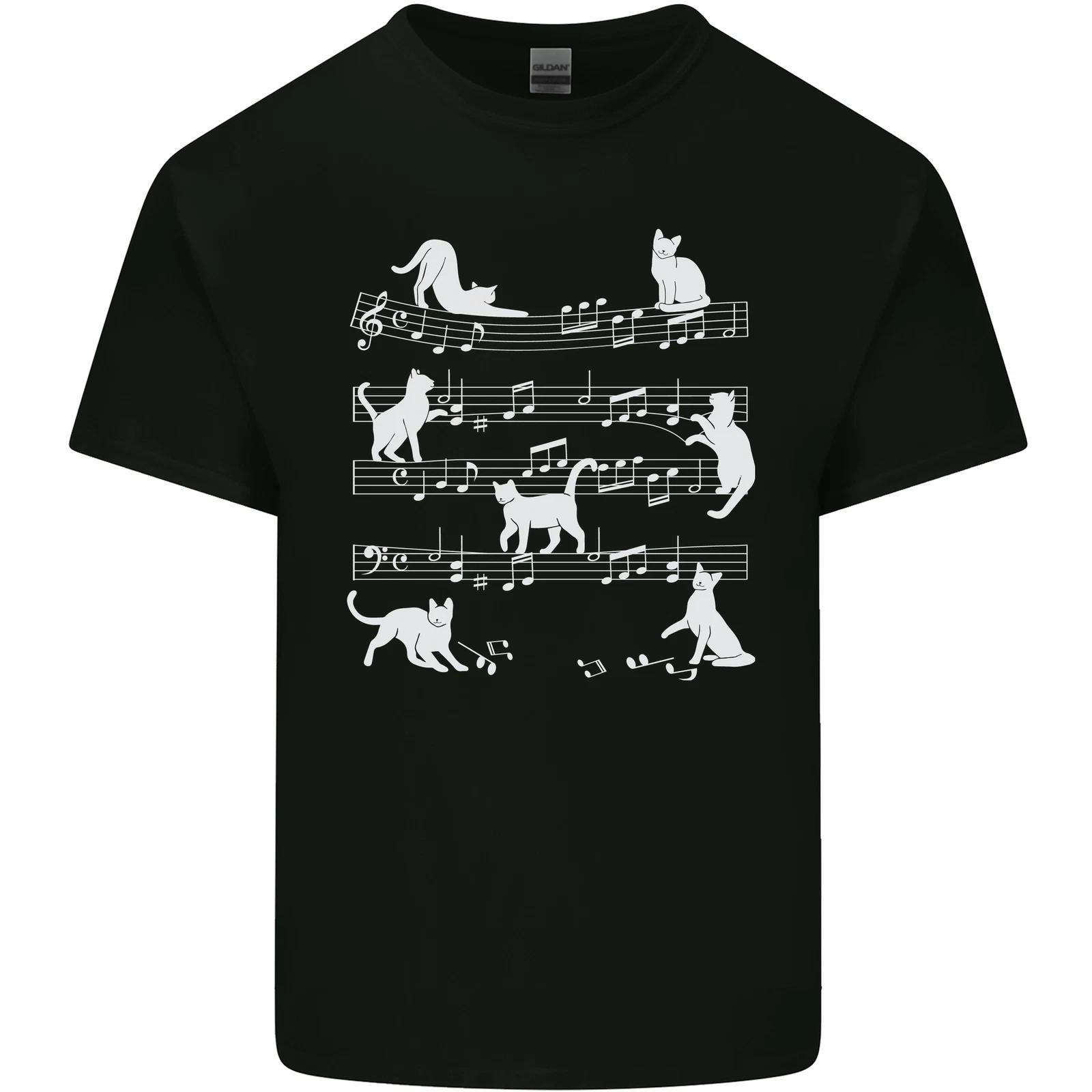 

Cat Music Musical Notes Piano Guitar Kids T-Shirt Childrens M