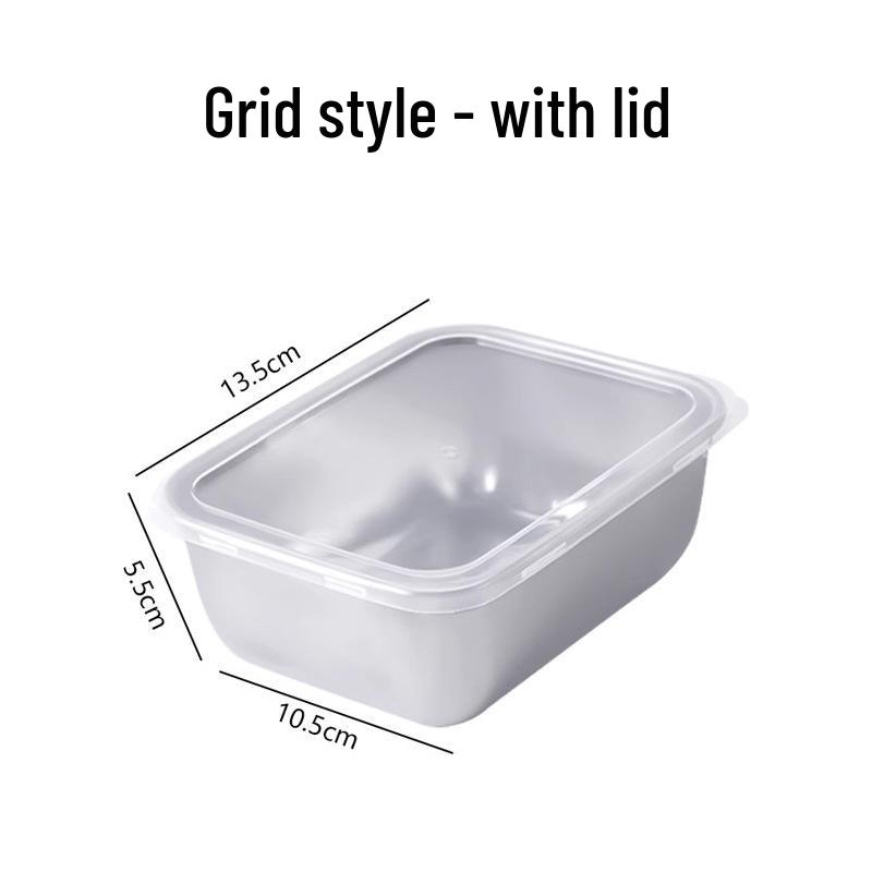 

Food Grade Stainless Steel Airtight Storage Container with Lid, Multi-Purpose Refrigerator Organizer, Commercial Lunch Box. 1 Container 1 Lid, No Flavor Mixing