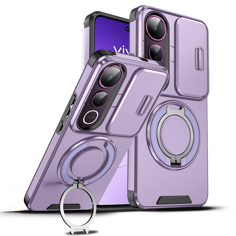 Funda For Vivo V50 Lite 5G Case Armor Slide Camera Lens Protection Ring Holder Back Cover For Vivo V50Lite 5G Shockproof Coque