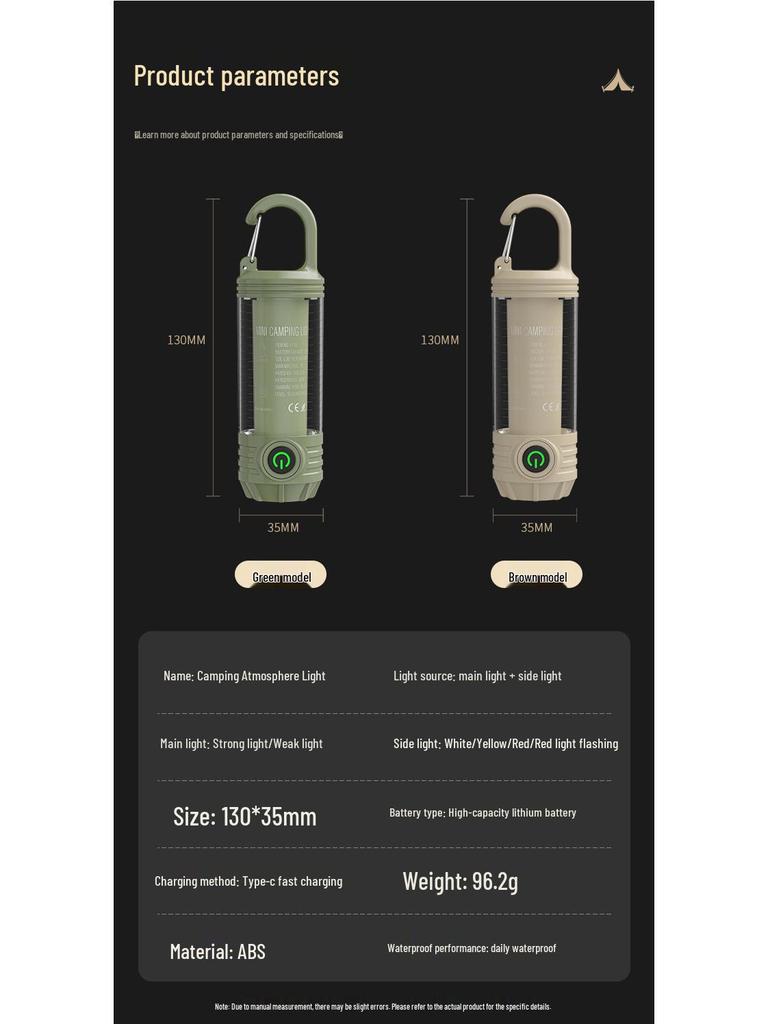 Multifunctional High-Power Portable Camping Light with Flashlight & Tent Atmosphere Light