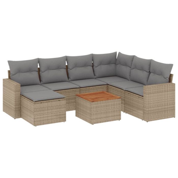 VidaXL Salon de jardin avec coussins 8 pcs beige résine tressée 3224239