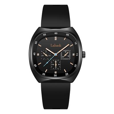 Square Silicone Big Brand Gift for High School Black Women's Wristwatch, Waterproof, Sporty, Cute, Simple, Stylish, Casual, Face, Name, Students,