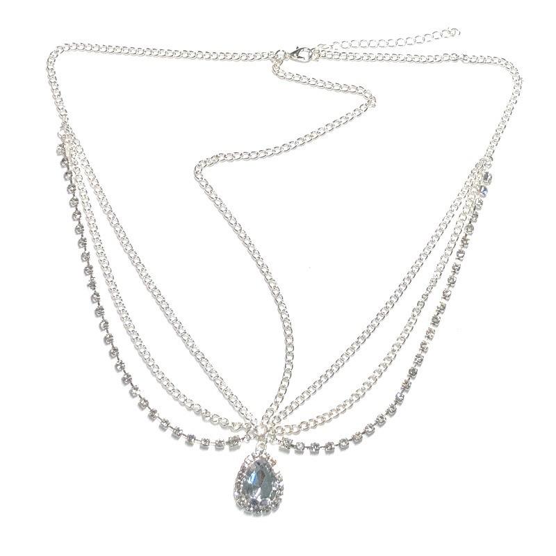 Bohemian Crystal Drop Pendant Headband - Princess Headdress with Diamond Chain