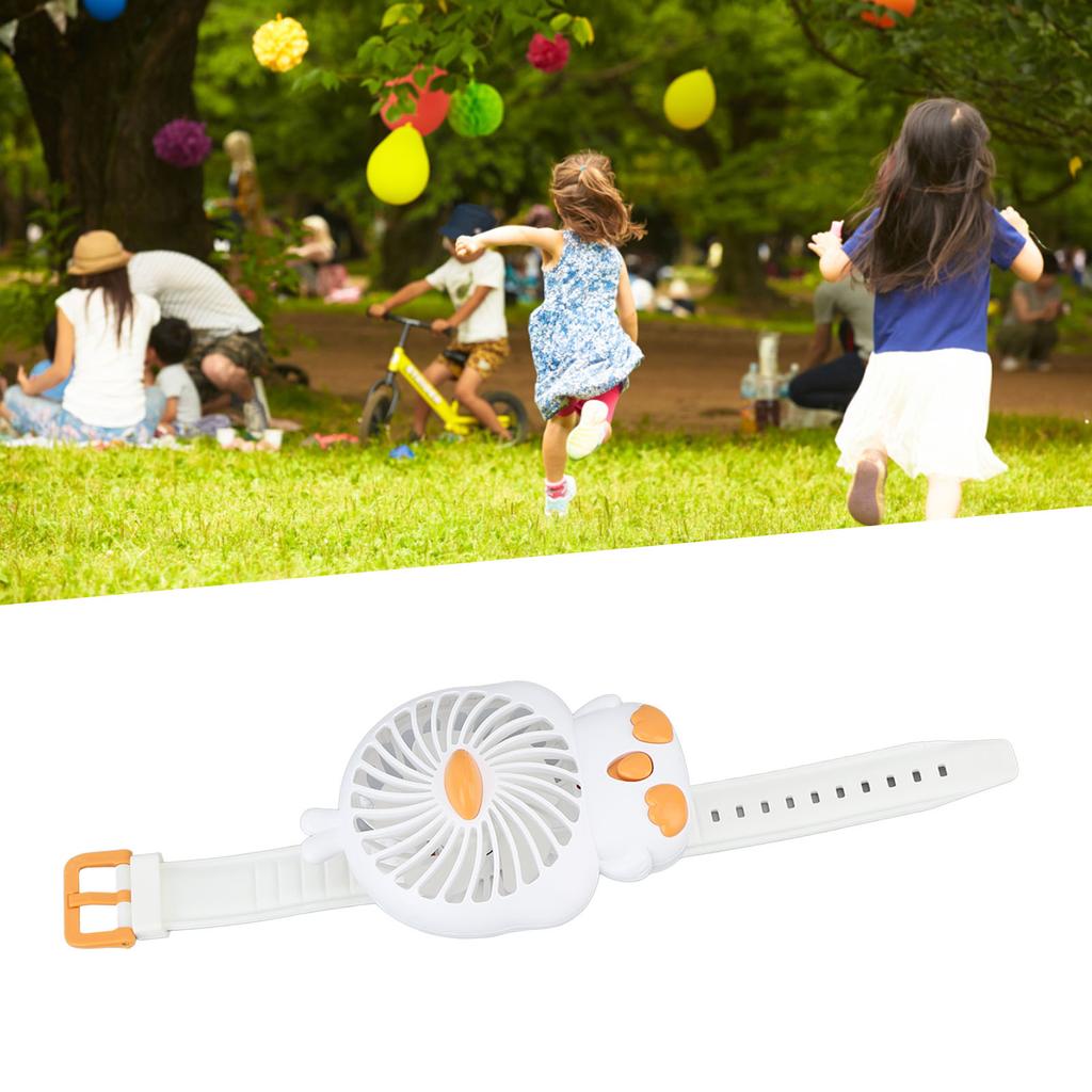 Fan Watch with Comfortable Strap USB Rechargeable Cute   Shape Wrist Watch Fan for Kids Indoor Outdoor Use