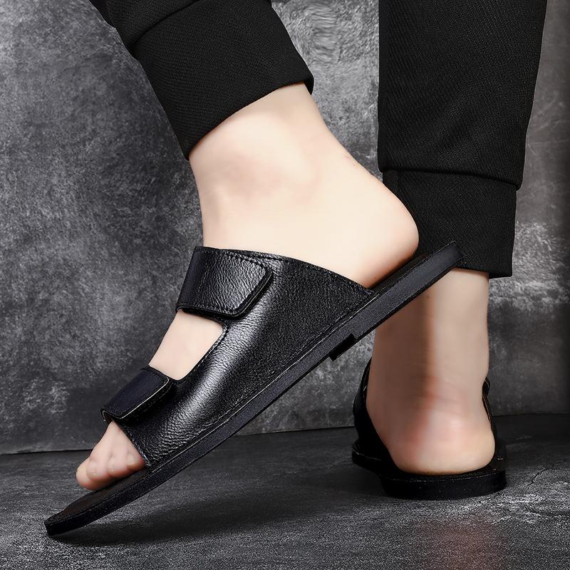 Fashion Fashion Wear Half Drag Outside Beach Flats Adjustable Man Sandals Flip-flops Wading Aqua Shoes New Summer Soft Leather Slippers