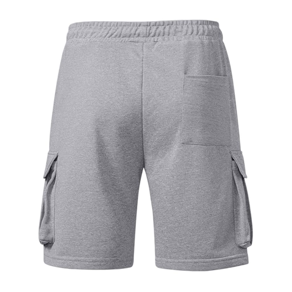 Men Casual Loose Fit Jogger Shorts with Elastic Waist Drawstring and Multiple Pockets for Daily Wear and Sports
