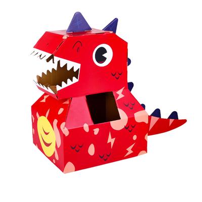 Kağıt Dinozor Başı Kostümleri Oyuncak Kendin Yap Giyilebilir İnteraktif Karton Dinozor Başı Kostümleri için