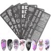 6PCS Nail Stamping Plates Set for Unique and Creative Nail Designs Metal Printing Nail Accesories for Salon or Home Use