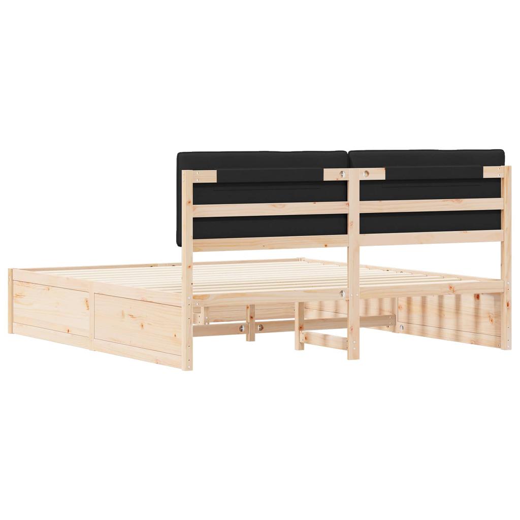 Bed Frame with Upholstered Headboard Black 180 x 200 cm