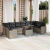 VidaXL Garden Lounge Set 11 Pcs with Light Grey Cushions Wicker 3267522