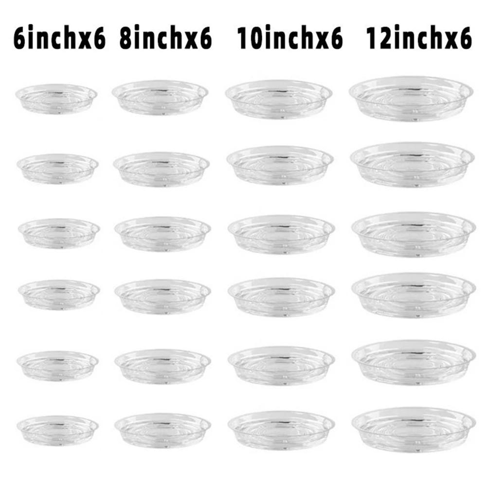 Clear Plastic Plant Saucers 10/24pcs 6-12 Inch Flower Pot Drip Trays For Indoor Outdoor Water Catcher Transparent Plant Trays