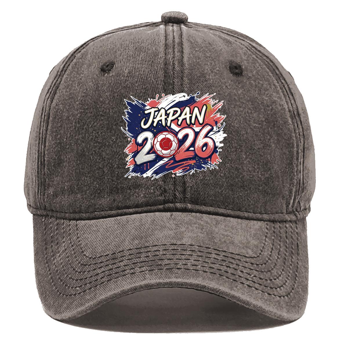

2026 Football Soccer JAPAN Flag Printed Baseball Hat , Adjustable Snapback Baseball Cap Distressed Sporting Sweatband Retro Man s Cap as the picture коричневий
