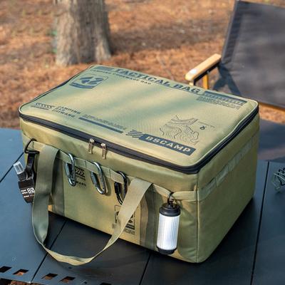 Tactical Camping Storage Bag 42L Utility Organizer Tote with Dividers Waterproof Oxford Fabric Collapsible Cookware Organizer
