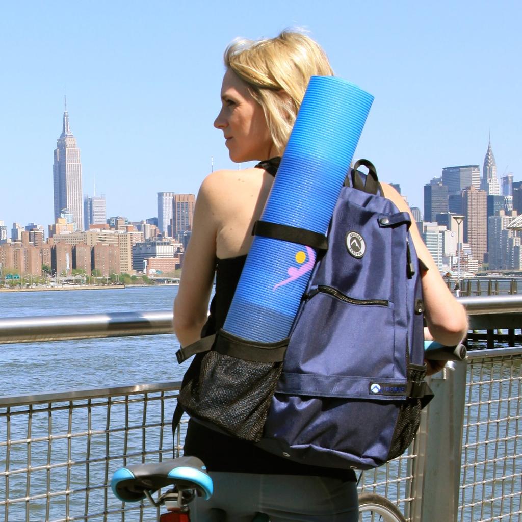 Aurorae Yoga Mat Sports Bag Crossbody Sling Backpack Multi-Purpose (Blue)