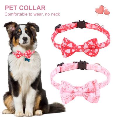 Dog Collar Love-heart Pattern Decorative Adjustable Breakaway Pet Cats Dogs Bow-knot Collars