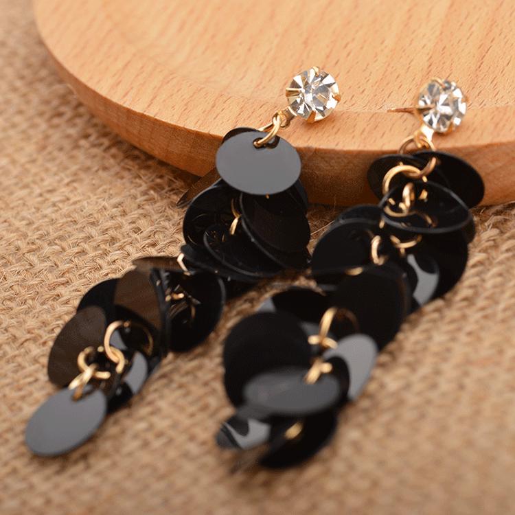 Fashion Temperament Multi-layer Color Sequin Earrings Long Tassel Earrings Wild Personality Earrings KTJ