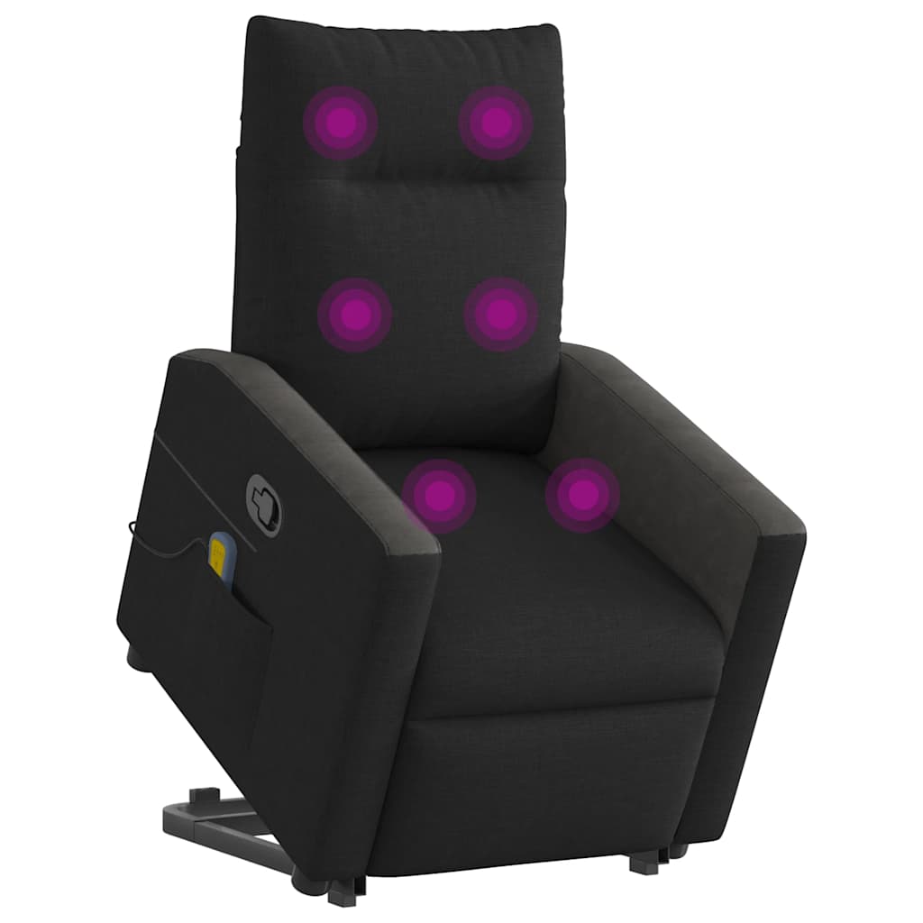 Lift-Up Massage Chair, Reclining, Black, Fabric Upholstered