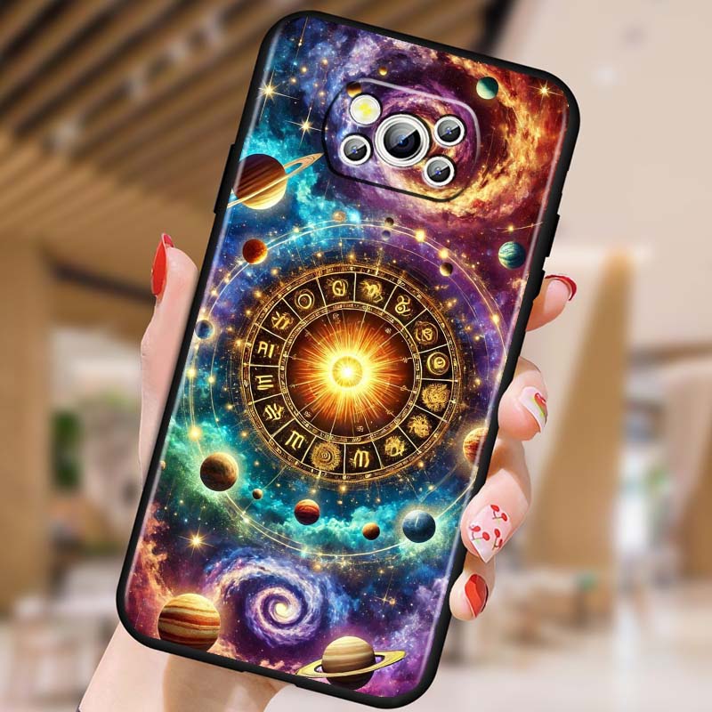 Cosmic Starry Sky Pattern Phone Case For Xiaomi Mi Poco F3 F4 F5 F6 X3 X4 X5 X6 X7 M3 M4 M5 M6 M7 GT Pro 5G Black