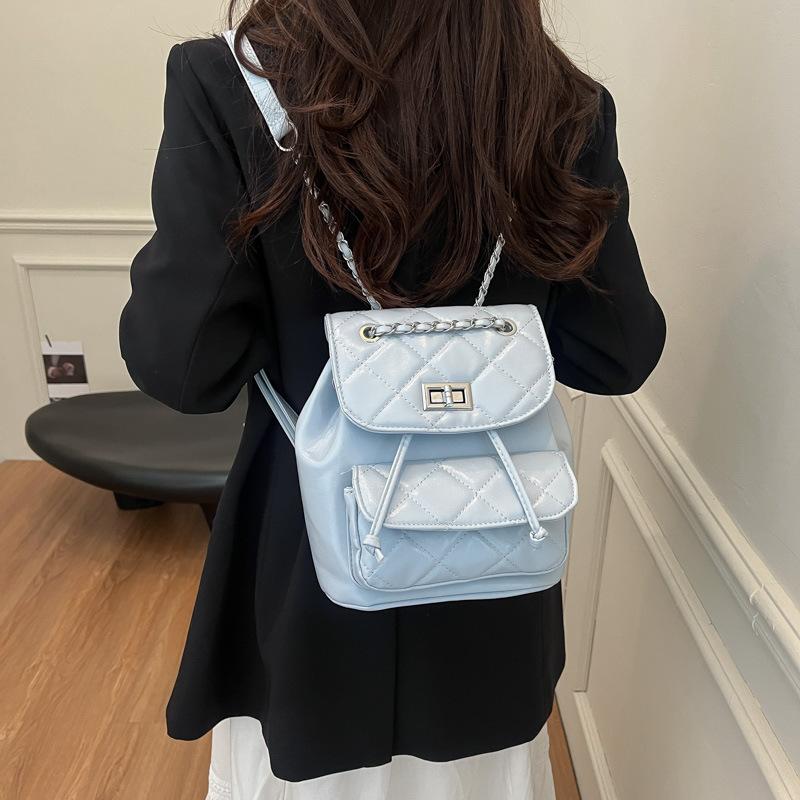 Rautenketten-Rucksack Damen Nischendesign Mode Bucket Bag Lässig Koreanische Version Schultasche Premium Reiserucksack