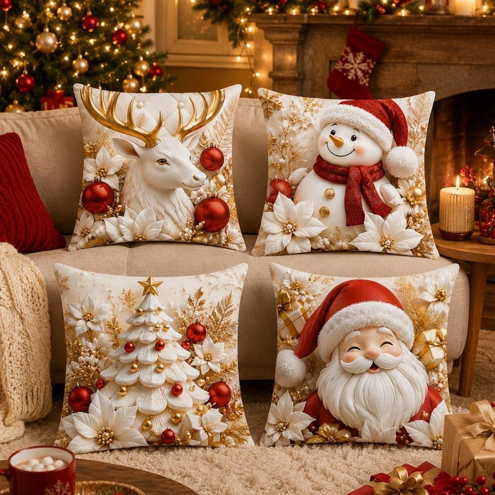 45x45cm Christmas Pillow Covers Washable Holiday Cushion Case For Friends