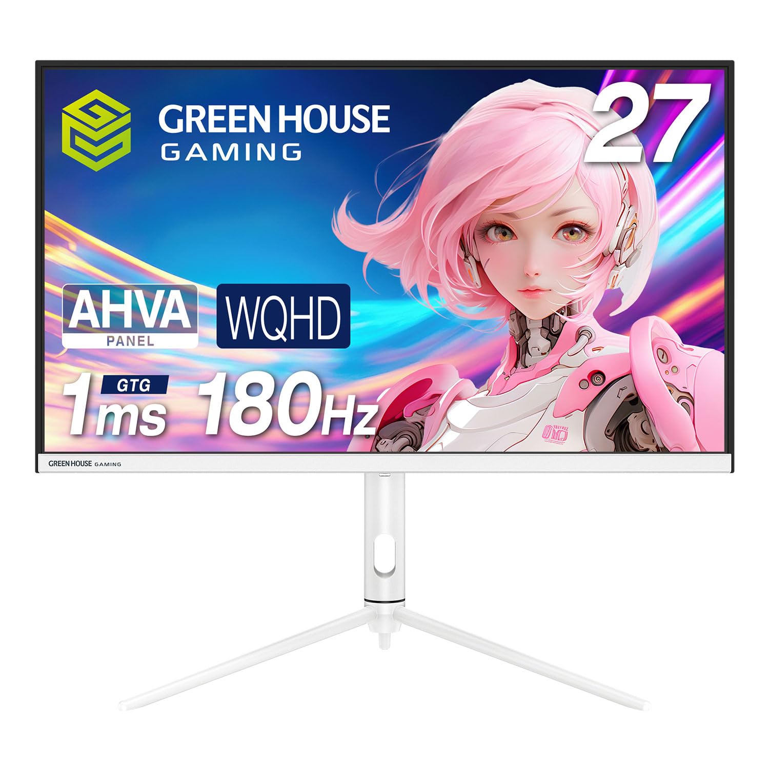 

Green House 27-inch Gaming Monitor 180Hz 1ms HDMIx2 DisplayPortx2 WQHD 3 Year Warranty Lifting Function Adaptive-Sync Compatible White GH-ELCG27WB-WH